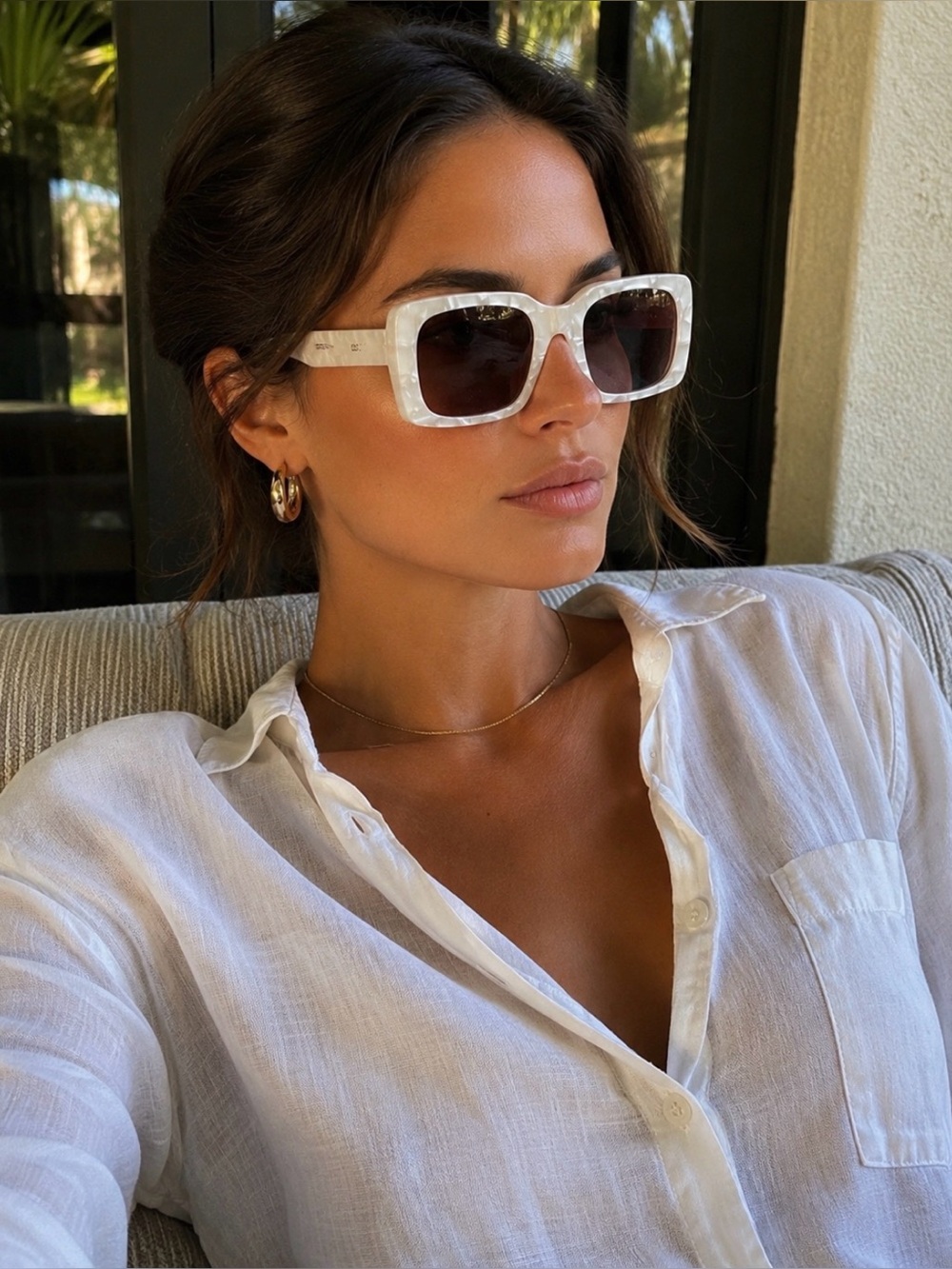COS Pearl Ivory Geometric Sunglasses | Minimalist Acetate Frames